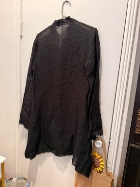 KIKI JUJU Black Sheer Longline LINEN Cardigan